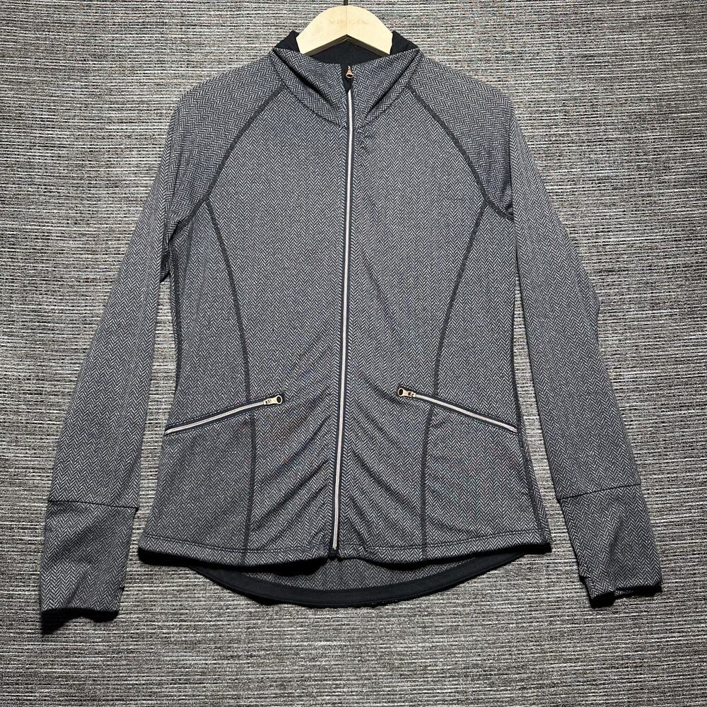 Road Runner Sweater Women's Medium Gray Herringbone Full Zip